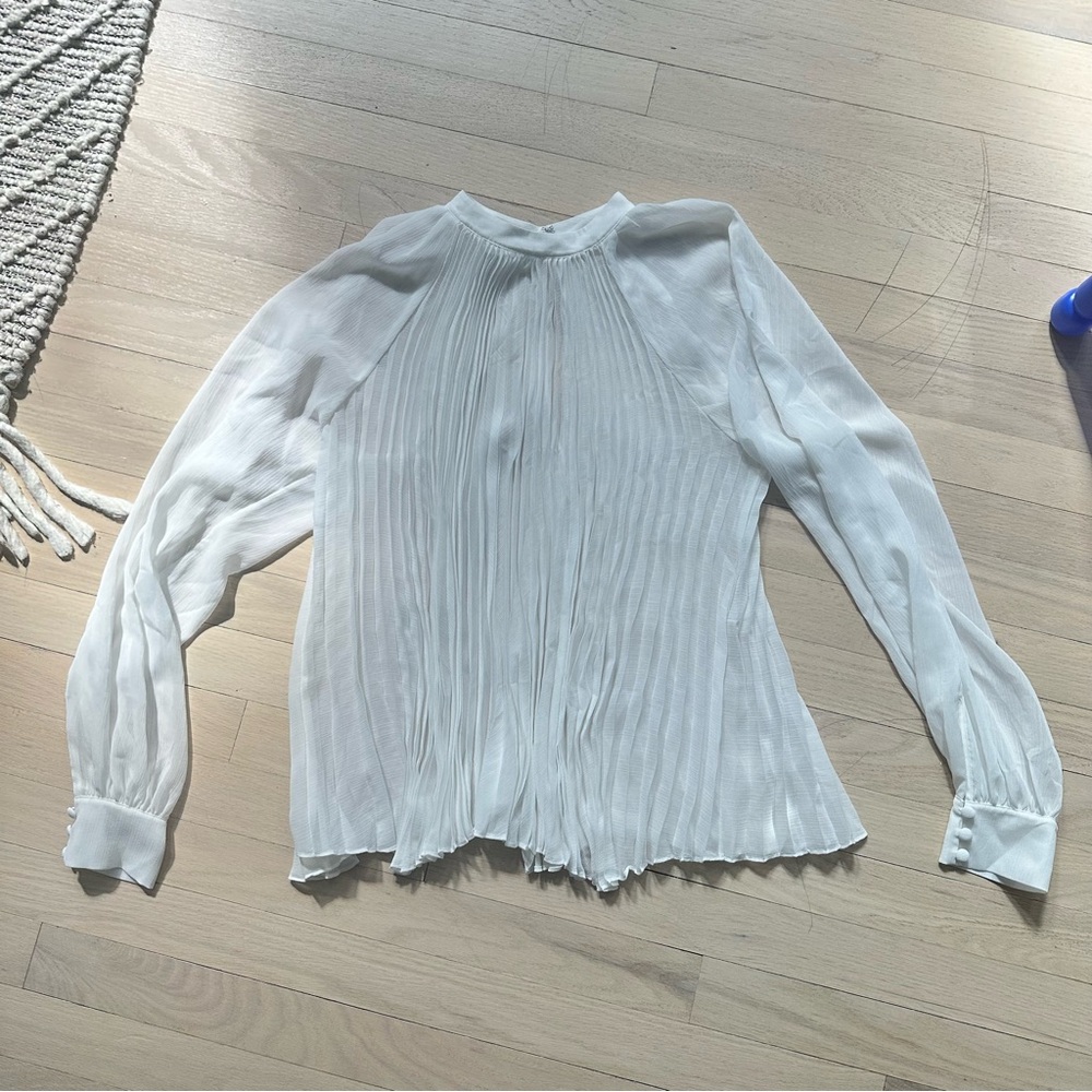 Ted Baker White Pleated Bib Collar Blouse - Picture 5 of 8